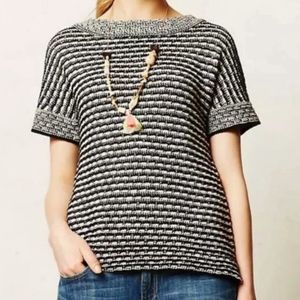 Anthropologie Field & flower Short Sleeve Fall Sweater Knit Top sz S